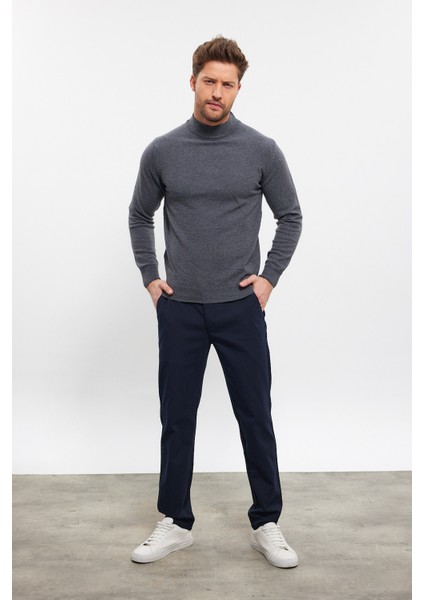 Erkek Yünlü Normal Kalıp Yarım Balıkçı Boğazlı Yaka Triko Kazak modelleri