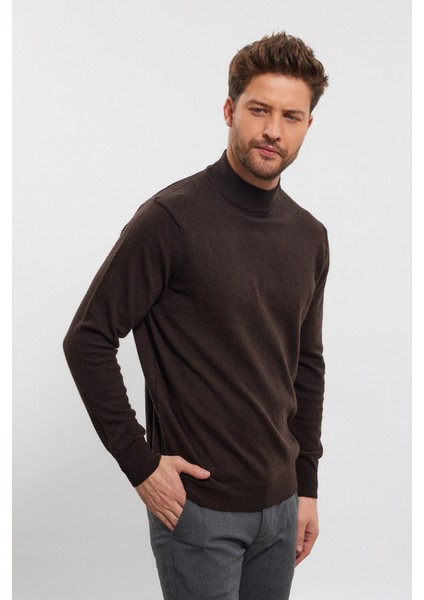 Erkek Yünlü Normal Kalıp Yarım Balıkçı Boğazlı Yaka Triko Kazak modelleri