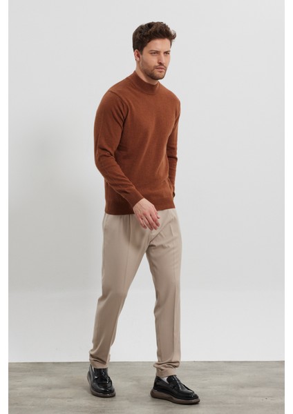 Erkek Yünlü Normal Kalıp Yarım Balıkçı Boğazlı Yaka Triko Kazak modelleri