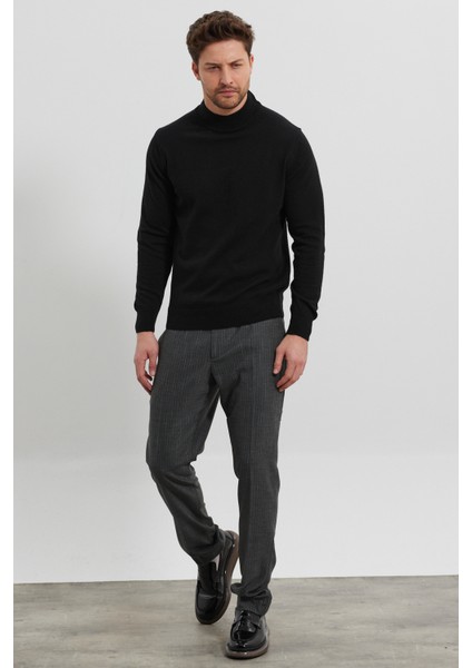 Erkek Yünlü Normal Kalıp Yarım Balıkçı Boğazlı Yaka Triko Kazak modelleri