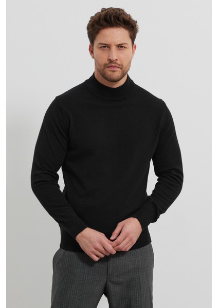 Erkek Yünlü Normal Kalıp Yarım Balıkçı Boğazlı Yaka Triko Kazak indirimleri