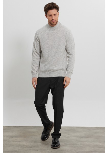 Erkek Yünlü Normal Kalıp Yarım Balıkçı Boğazlı Yaka Triko Kazak modelleri