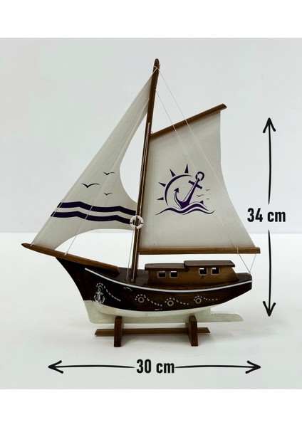 Ayhan Kotra, Bez Yelkenli, Ahşap Maket Gemi Modeli (Kotra) - Kişiselleştirilebilir El Yapımı Ev, Ofis Hediyesi ve Aksesuarı