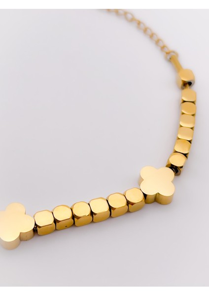 Çelik Bileklik Çelik Boncuklu Yonca Bileklik modelleri