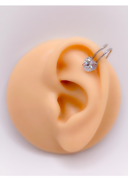 Sıkıştırma Piercing 7mm Kalp Zirkon Taşlı Kıkırdak Helix PIERCING(1ADET)