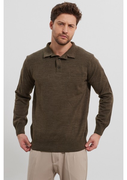 Erkek Standart Fit Gömlek Polo Yaka Cepli Triko Kazak fırsatları
