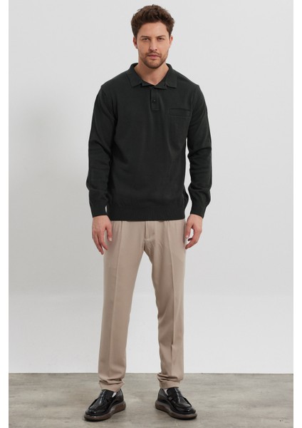 Erkek Standart Fit Gömlek Polo Yaka Cepli Triko Kazak fırsatları