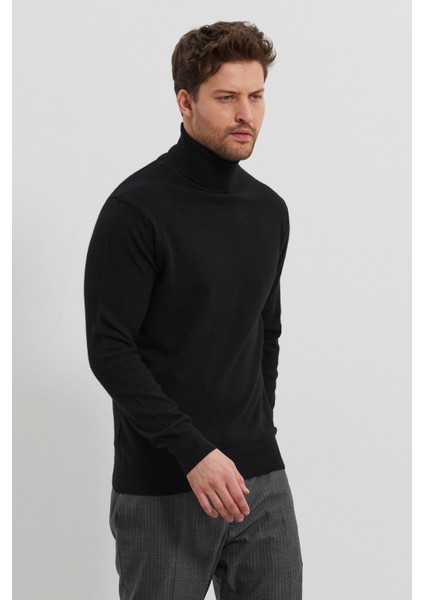 Erkek Yünlü Normal Kalıp Tam Balıkçı Boğazlı Yaka Triko Kazak modelleri