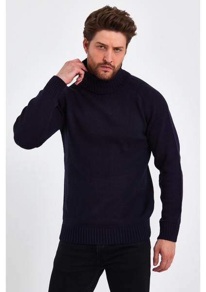 Erkek Tam Balıkçı Yaka Kalın Italyan Kol Triko Kazak