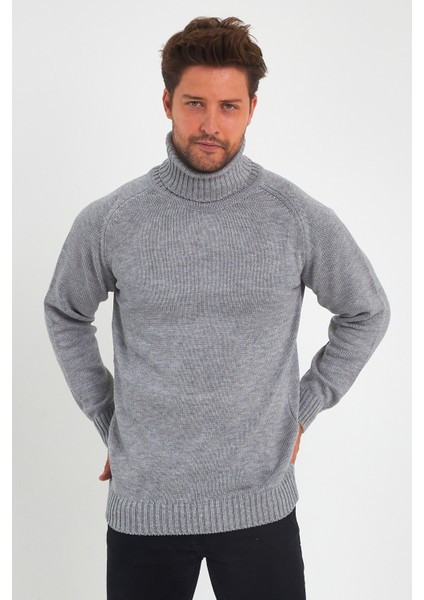 Erkek Tam Balıkçı Yaka Kalın Italyan Kol Triko Kazak