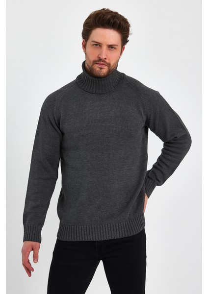 Erkek Tam Balıkçı Yaka Kalın Italyan Kol Triko Kazak