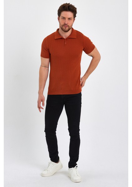 Erkek Polo Yaka Pamuk Saç Örgülü Slim Fit Kısa Kollu Ince Triko Tişört modelleri