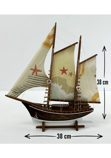 Ayhan Kotra, Bez Yelkenli, Özel Tasarımlı Ahşap Gemi Maketi Hediye Kotra - Kişiselleştirilebilir El Yapımı Ev, Ofis Hediyesi ve Aksesuarı