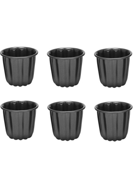 Cannele Kalıp, Cannele Muffin Kalıbı, 6'lı Yapışmaz Cannele Kalıp Gri-Siyah Canneles, (Yurt Dışından)