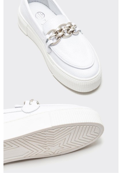 Beyaz Deri Kadın Günlük Ayakkabı modelleri