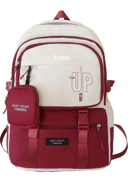 Ortaokul Kızları Için Okul Çantası, Büyük Kapasiteli, Renk Uyumlu Sırt Çantası, Yeni Moda, Havalı ve Çok Yönlü Seyahat Sırt Çantası (Yurt Dışından)