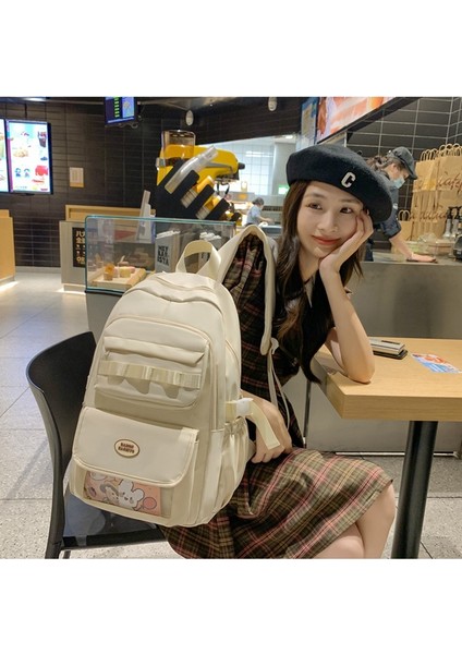 Basit Moda Sırt Çantası 2024 Yeni Yaz Basit Sırt Çantası Lise Kampüsü Büyük Kapasiteli Sırt Çantası (Yurt Dışından) indirimleri