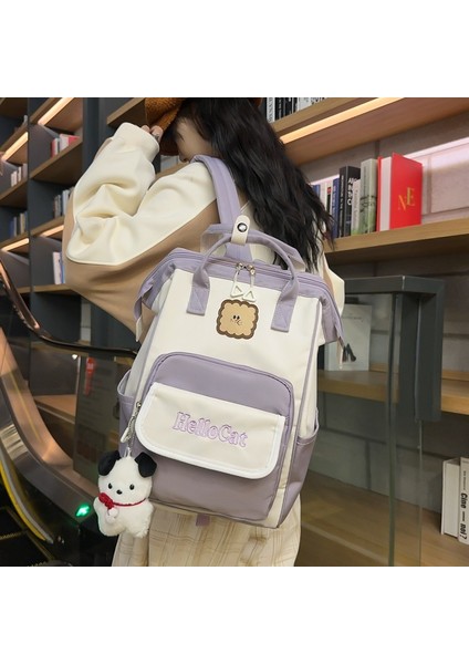 2024 Sırt Çantası Kadın Ins Trend Japon Harajuku Tarzı Kişiselleştirilmiş Kontrast Renk Öğrenci Okul Çantası Rahat Basit Sırt Çantası (Yurt Dışından) fırsatları