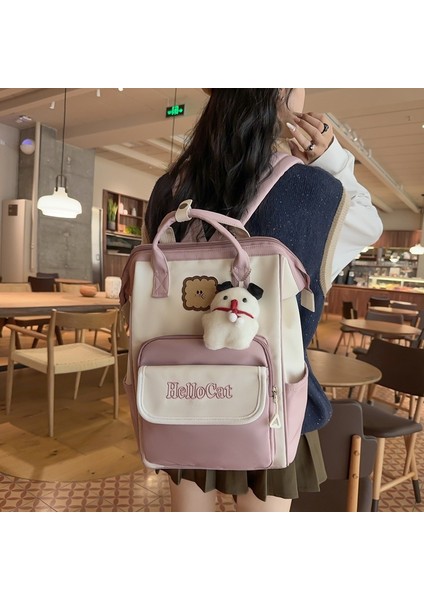 2024 Sırt Çantası Kadın Ins Trend Japon Harajuku Tarzı Kişiselleştirilmiş Kontrast Renk Öğrenci Okul Çantası Rahat Basit Sırt Çantası (Yurt Dışından) modelleri