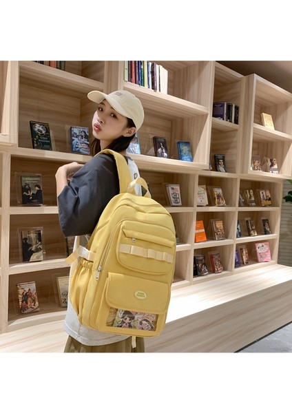 Basit Moda Sırt Çantası 2024 Yeni Yaz Basit Sırt Çantası Lise Kampüsü Büyük Kapasiteli Sırt Çantası (Yurt Dışından) fiyatları