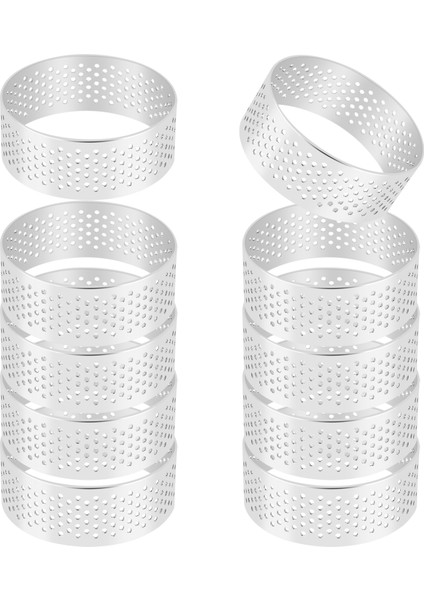 10 Paket 5 cm Paslanmaz Çelik Tart Halkası, Isıya Dayanıklı Delikli Kek Mus Halkası, Yuvarlak Halka Pişirme Araçları, (Yurt Dışından)