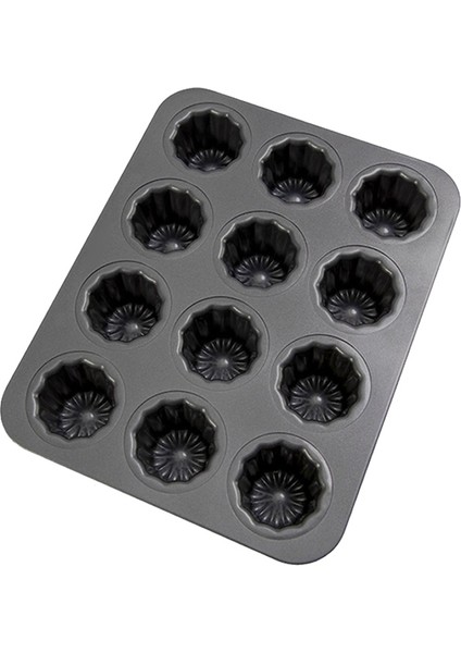 12-Cavity Canele Kalıp Kek Tava Yapışmaz Canele Muffin Bakeware Cupcake Tava Fırın Pişirme Puding, (Yurt Dışından)