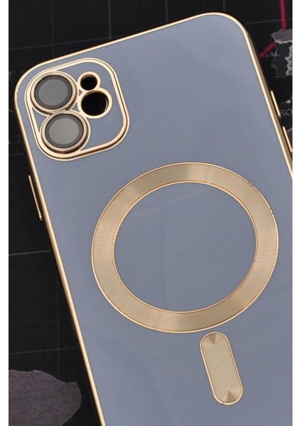 iPhone 11 Uyumlu Magsafe Özellikli Lens Korumalı Lazerli Renkli Kılıf Mavi fiyatları