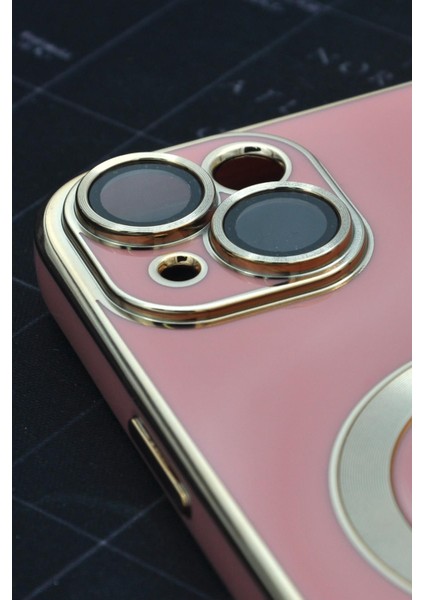 iPhone 14 Plus Uyumlu Magsafe Özellikli Lens Korumalı Renkli Kılıf Pembe modelleri