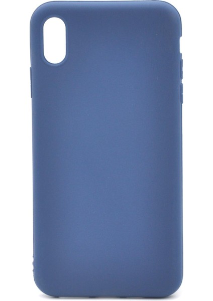 iPhone Xs Max Uyumlu Düz Renk Esnek Yumuşak Silikon Kılıf Rubber Indigo Mavi