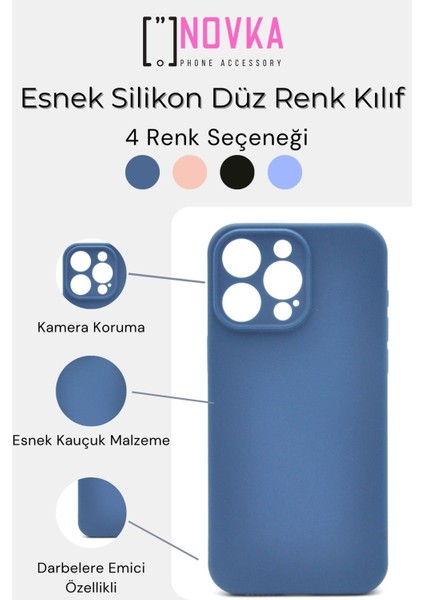 iPhone 11 Pro Max Uyumlu Düz Renk Esnek Yumuşak Silikon Kılıf Rubber Siyah