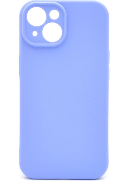 iPhone 14 Uyumlu Düz Renk Esnek Yumuşak Silikon Kılıf Rubber Açık Mor