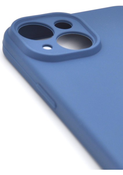 iPhone 15 Uyumlu Düz Renk Esnek Yumuşak Silikon Kılıf Rubber Indigo Mavi