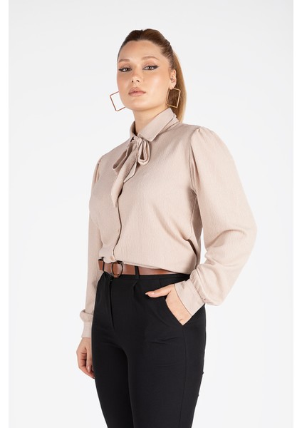 Kadın Bağlamalı Gömlek Vizon modelleri