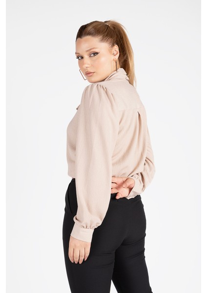 Kadın Bağlamalı Gömlek Vizon fırsatları