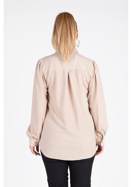 Kadın Bağlamalı Gömlek Vizon indirimleri