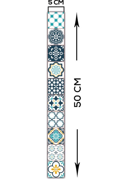 Dekor Camı | Modern Çini Desen | 7'li Takım | 5cm x 50CM modelleri
