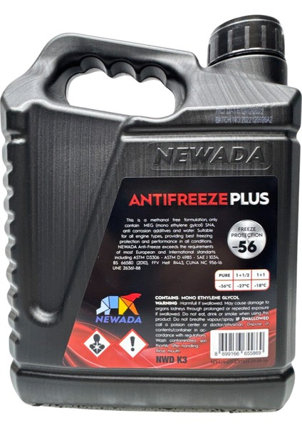 Antifriz Newada 3 Litre Kırmızı Organik Konsantre -56 C Hdi Sigortalı