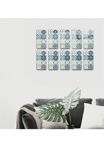 Dekor Camı | Modern Çini Desen | 10'lu Takım | 12,5cm x 25CM