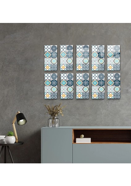 Dekor Camı | Modern Çini Desen | 10'lu Takım | 12,5cm x 25CM fiyatları