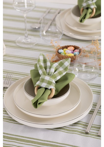 Çizgili Masa Örtüsü Seti-Fıstık Yeşili fiyatları