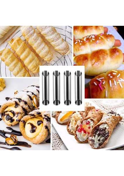 30 Adet Cannoli Tüpler Formları Seti Paslanmaz Çelik Yapışmaz Krem Boynuz Danimarka Pasta Kabuk Kremalı Rulo, (Yurt Dışından)
