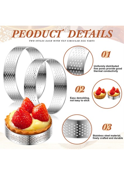 20 Adet Delikli Tart Yüzükler Yuvarlak Tart Yüzük Paslanmaz Çelik Tart Yüzükler Tatlı Mus Ev Yemek Yapma Aracı, (Yurt Dışından) modelleri