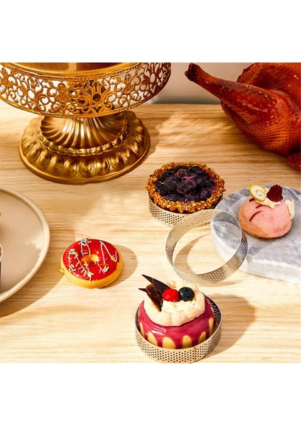 20 Adet Delikli Tart Yüzükler Yuvarlak Tart Yüzük Paslanmaz Çelik Tart Yüzükler Tatlı Mus Ev Yemek Yapma Aracı, (Yurt Dışından) indirimleri