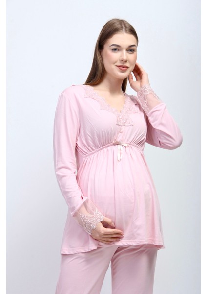 Pembe Hamile Lohusa Pijama Takımı