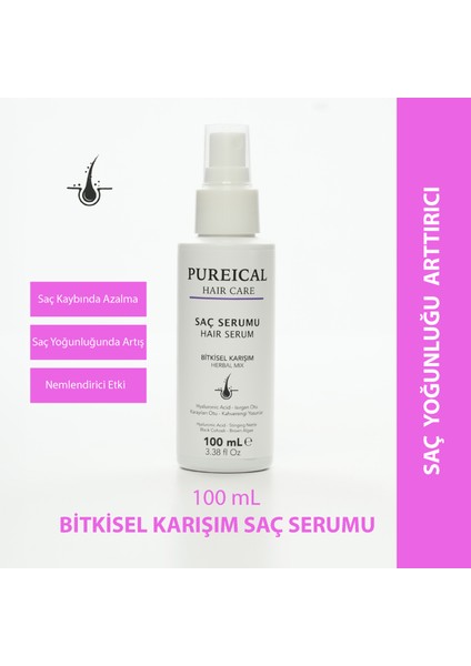 Saç Serumu, Bitkisel Kompleks, Saç Kaybını Önleyici, Saç Güçlendirici, Hyaluronik Asit, Besleyici Saç Serumu 100 ml