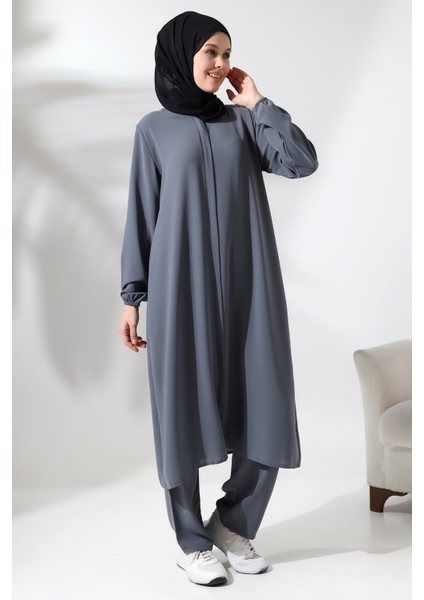 Kadın Hac ve Umre Kıyafeti Tesettür Ikili Takım Gri fiyatları