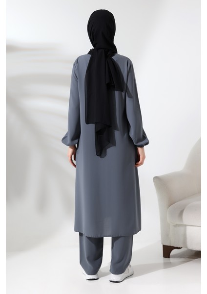Kadın Hac ve Umre Kıyafeti Tesettür Ikili Takım Gri indirimleri