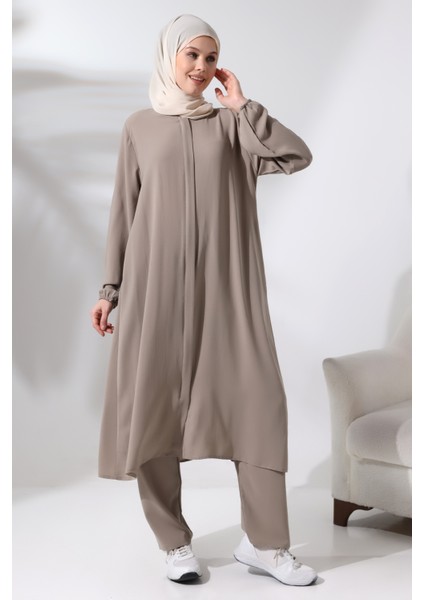 Kadın Hac ve Umre Kıyafeti Tesettür Ikili Takım Vizon fiyatları