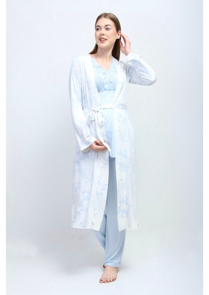Mavi Sabahlıklı Hamile Lohusa Pijama Takımı fiyatları