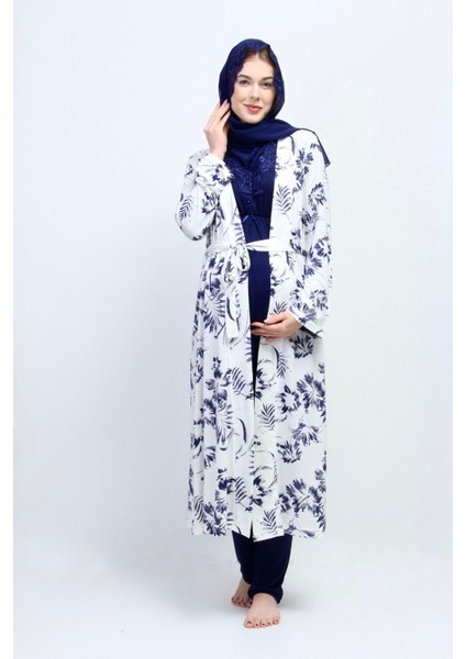 Lacivert Tesettürlü Sabahlıklı Hamile Lohusa Pijama Takımı fiyatları